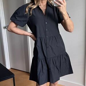 Abercrombie Black Poplin Trapeze Shirt Dress in Medium